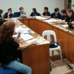 District 383 officers, with DC Christine seriously at work during their meeting last Sept. 13 at the CBS Center.